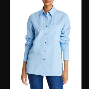 Lafayette 148 Linley Long Sleeve Stretch Button Down Shirt Light Blue Size 2